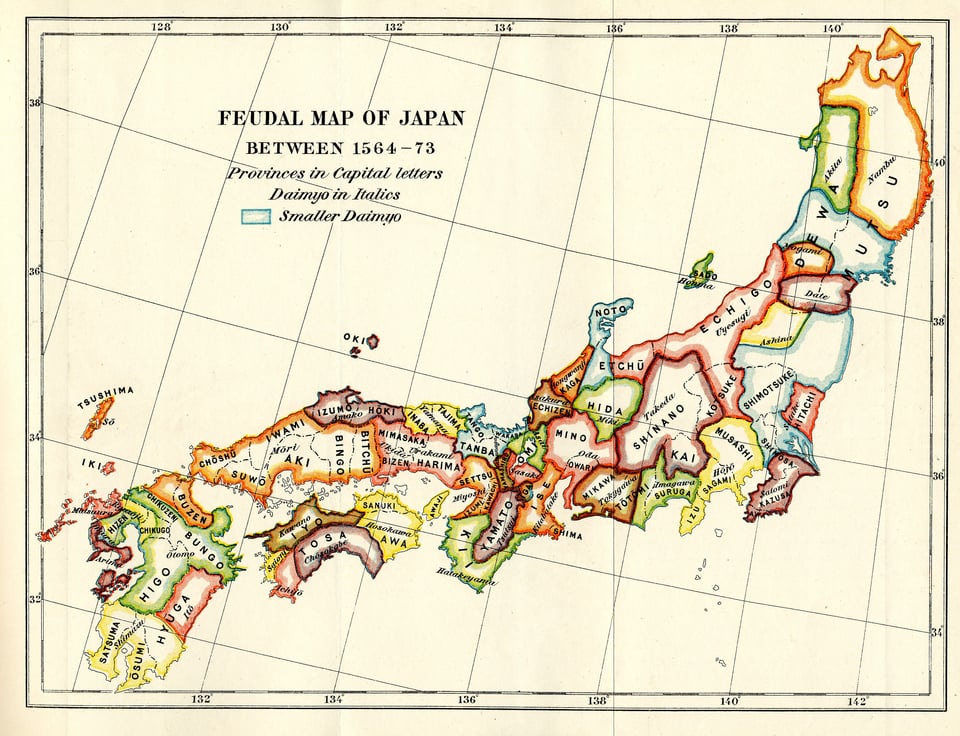 Feudal Map of Japan, age of warring states